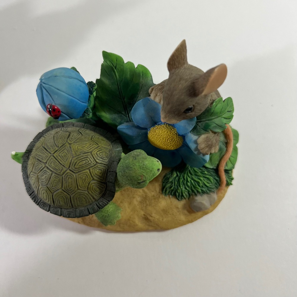 Vintage Charming Tails Take Time To Smell The Flowers Mouse Ladybug Turtle Flaw - Picture 5 of 6